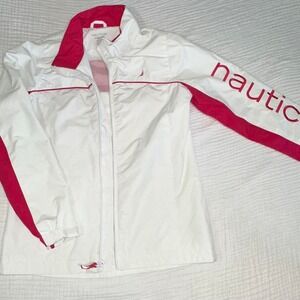 Girls nautica jacket size 10/12 pink and white